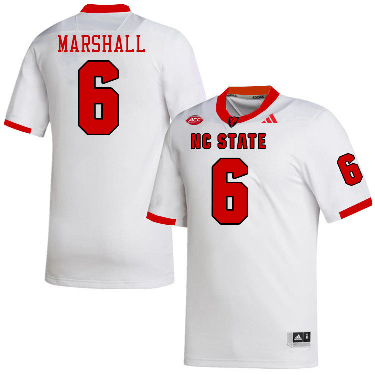 NC State Wolfpack #6 Devon Marshall College Football Jerseys Stitched-White NC State Wolfpack #6 Devon Marshall College Football Jerseys Stitched-White